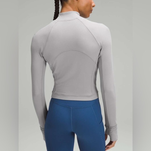 Lululemon Its Rulu Run Cropped Half Zip Rhino Grey Size 8 - Picture 2 of 8